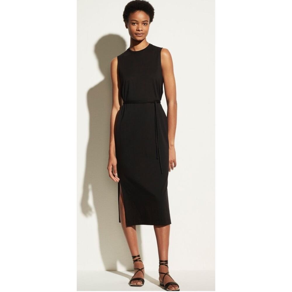 Vince Black Sleeveless Midi Dress